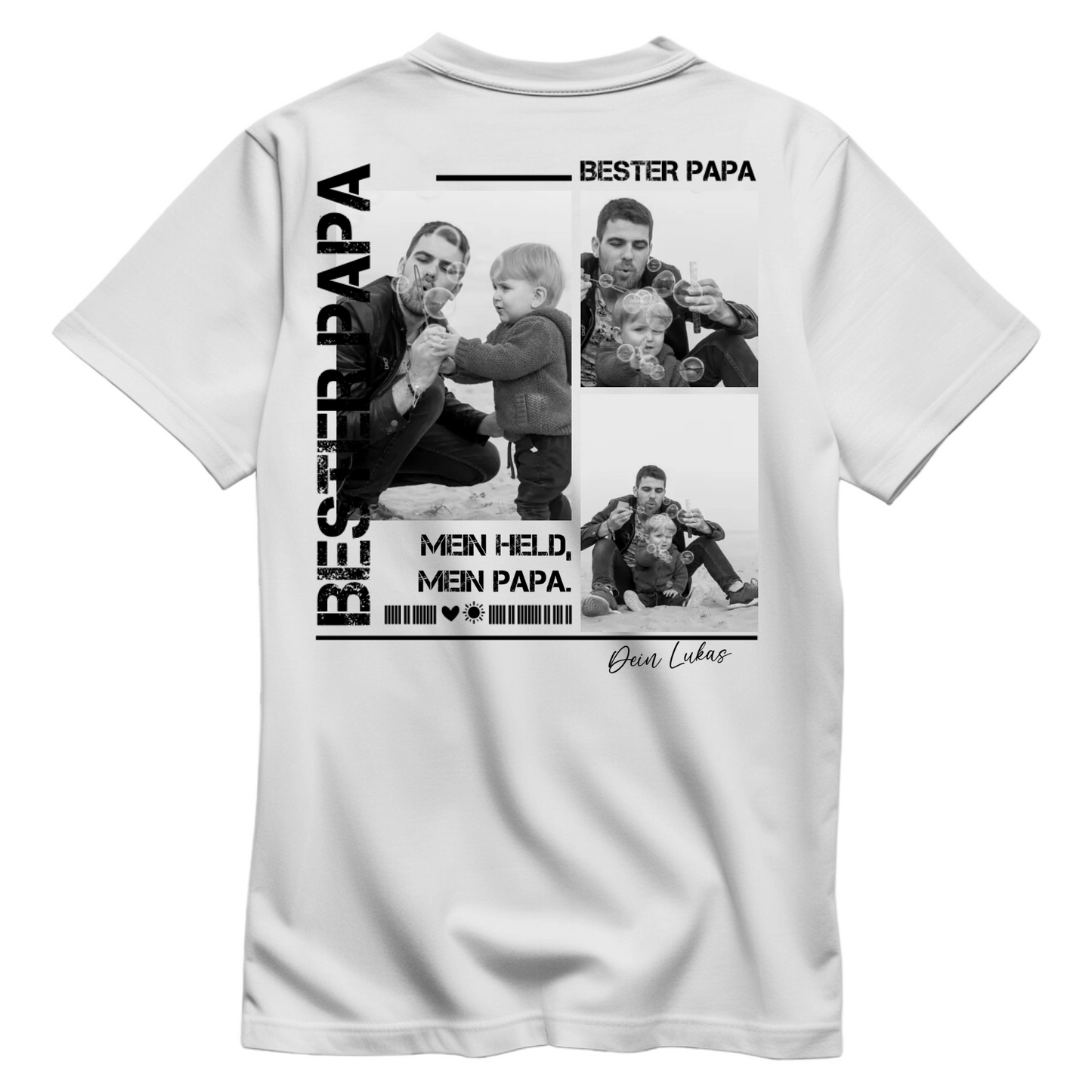 Papa Shirt personalisiert mit Foto Rückenprint - Bester Papa
