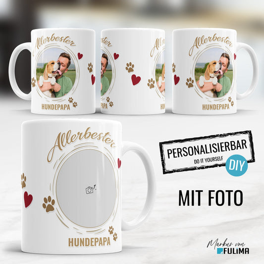 Personalisierte Tasse "Allerbester Hundepapa" mit Foto – Perfektes Geschenk - Fulima
