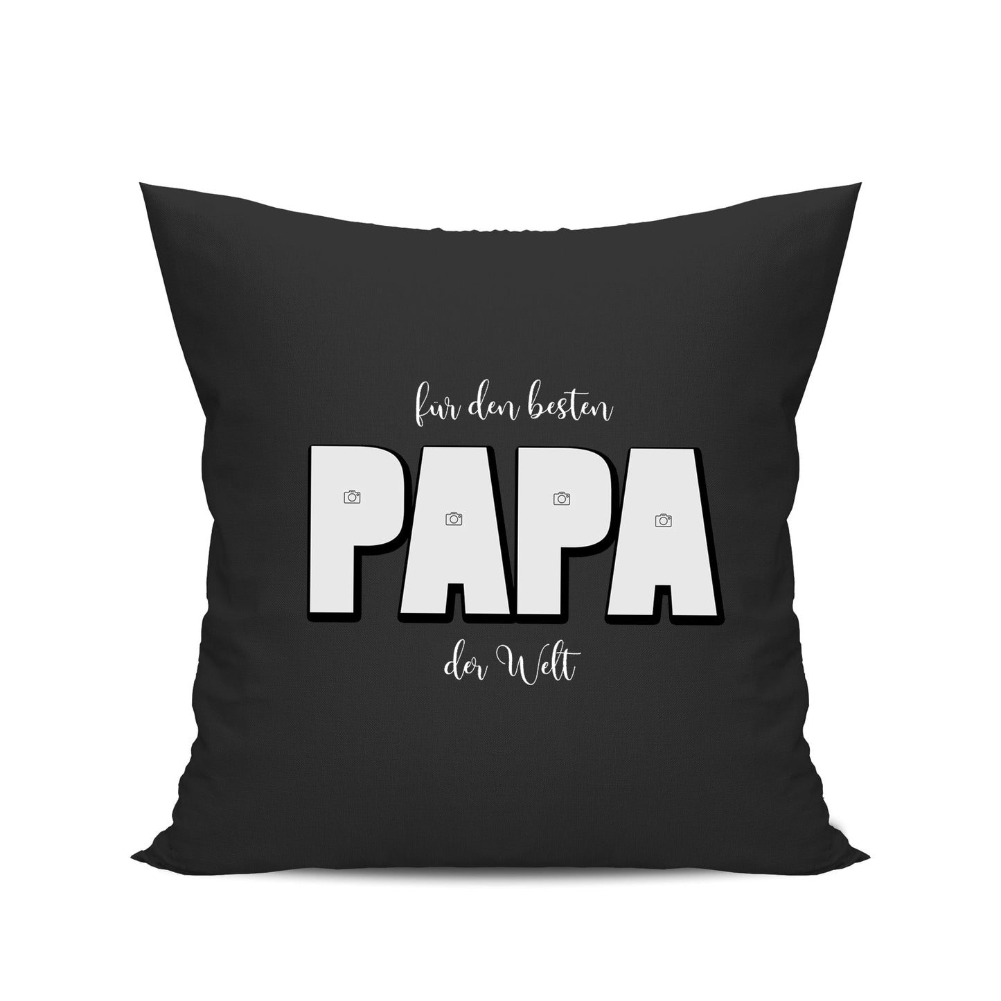 Personalisiertes Fotokissen – Für den besten Papa der Welt – 4 Fotos Schwarz - Fulima