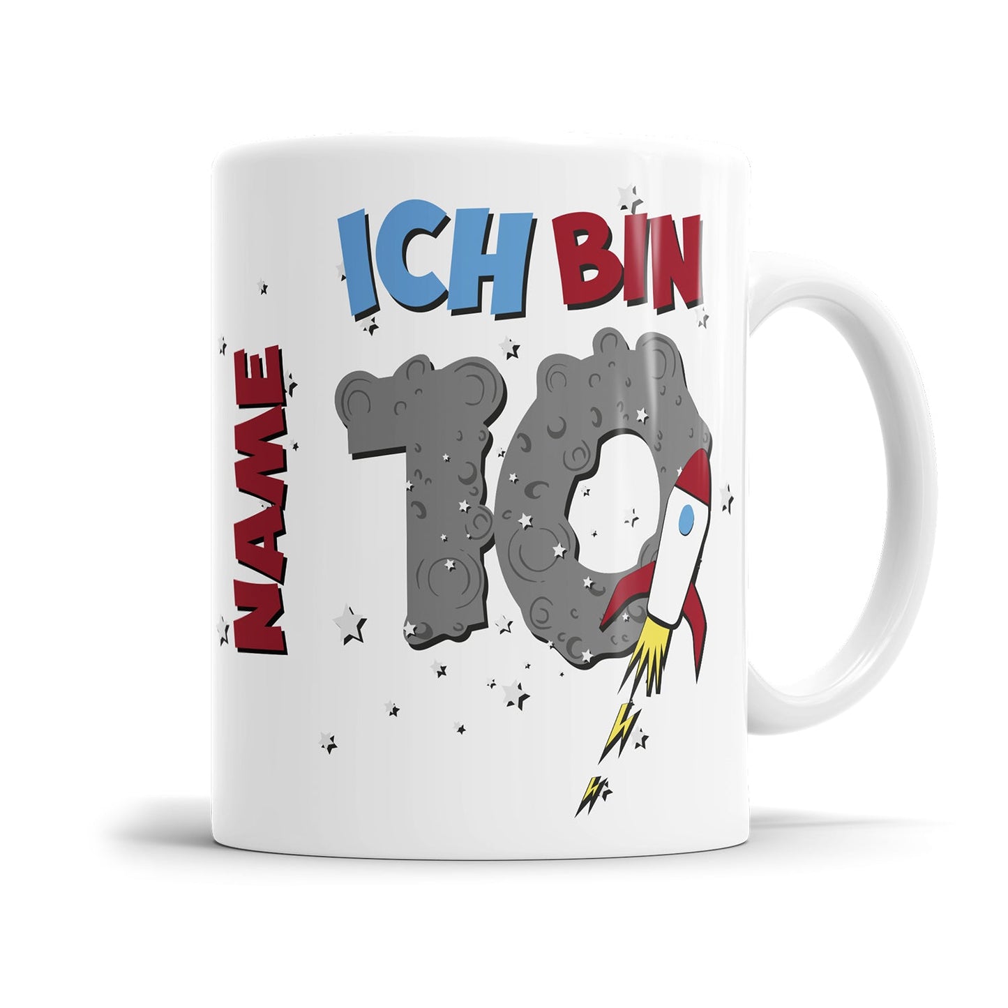 Weltraum Rakete Tasse zum 10. Geburtstag – Mit Namen des Geburtstagskindes - Fulima