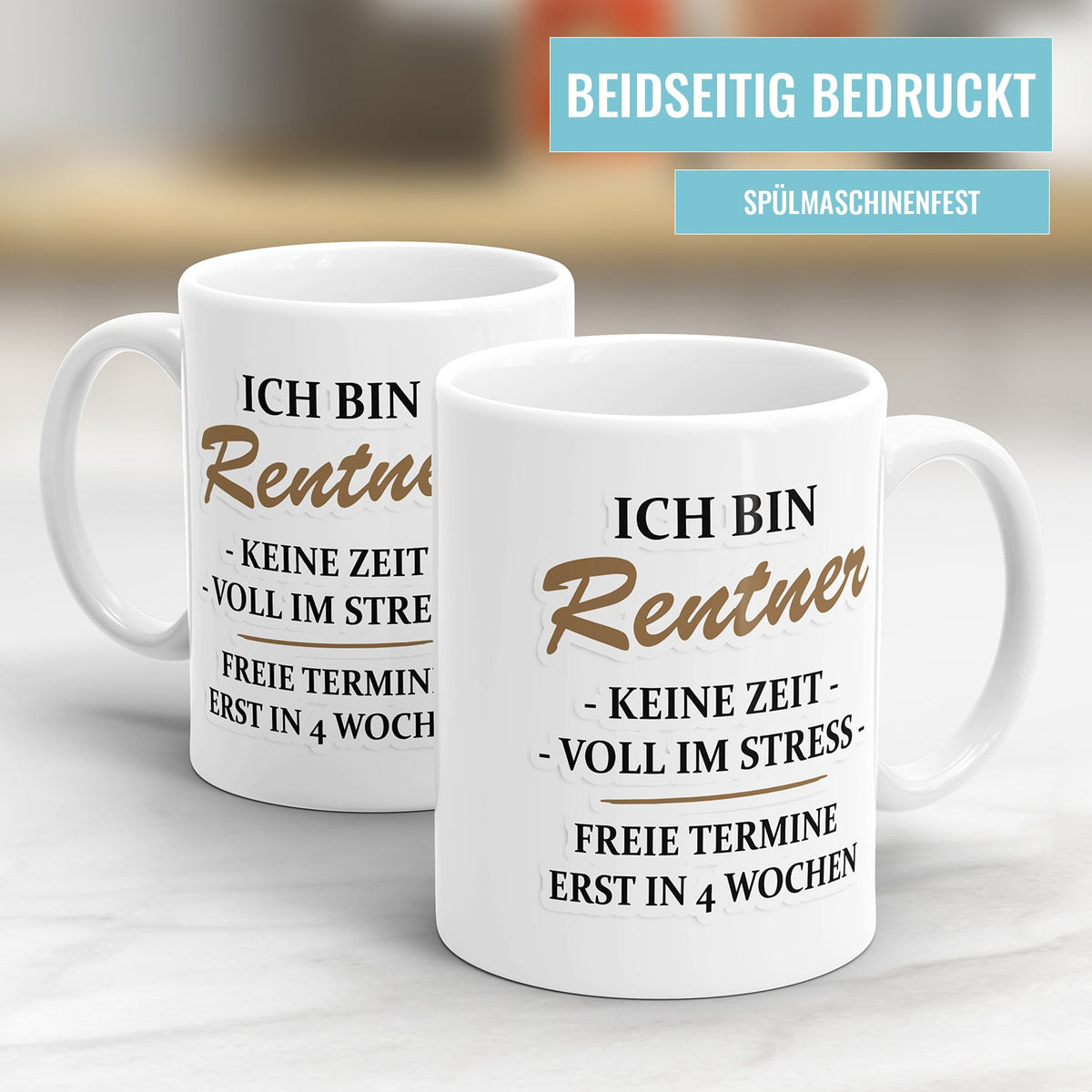 Ich bin Rentner - Keine Zeit, Voll im Stress - Lustige Rente Tasse - Fulima
