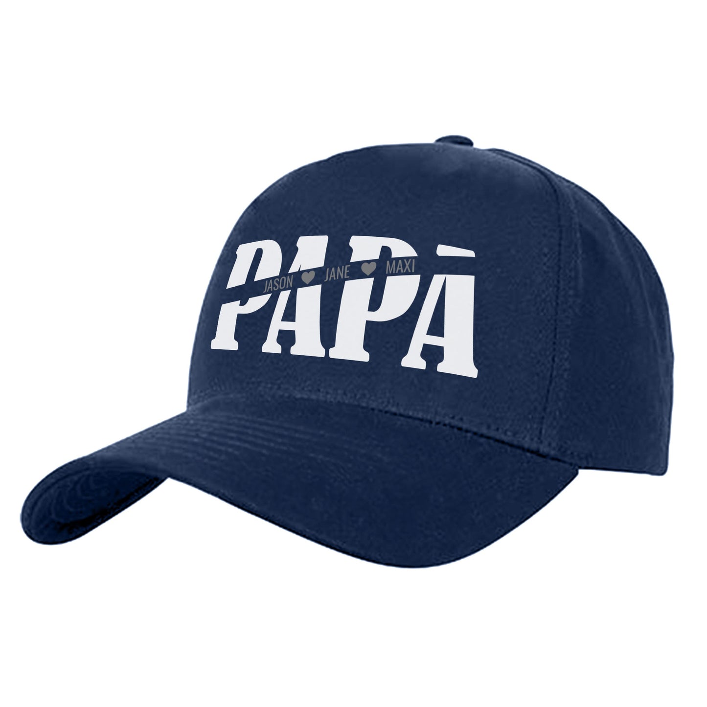 Papa Cap - Papa mit Namen der Kinder und Herzchen - Geschenkidee Navy - Fulima