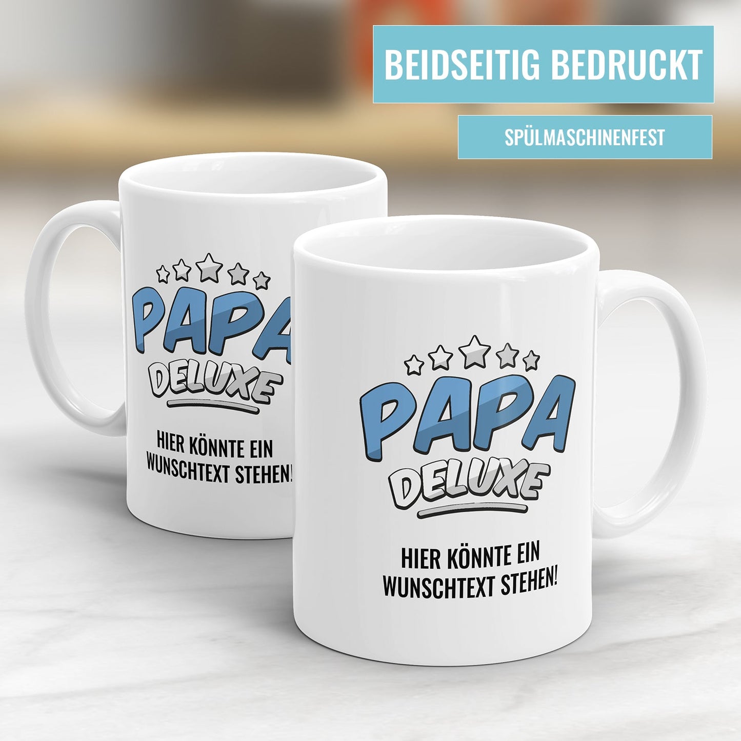 Papa Deluxe 5 Sterne mit Wunschtext - Papa Tasse - Fulima