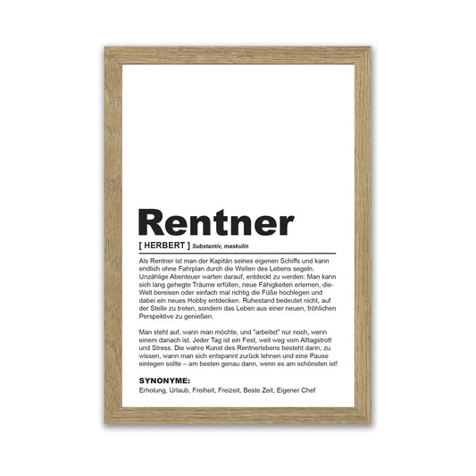 Poster "Rentner" | Definition Rente Geschenk Braun - Fulima