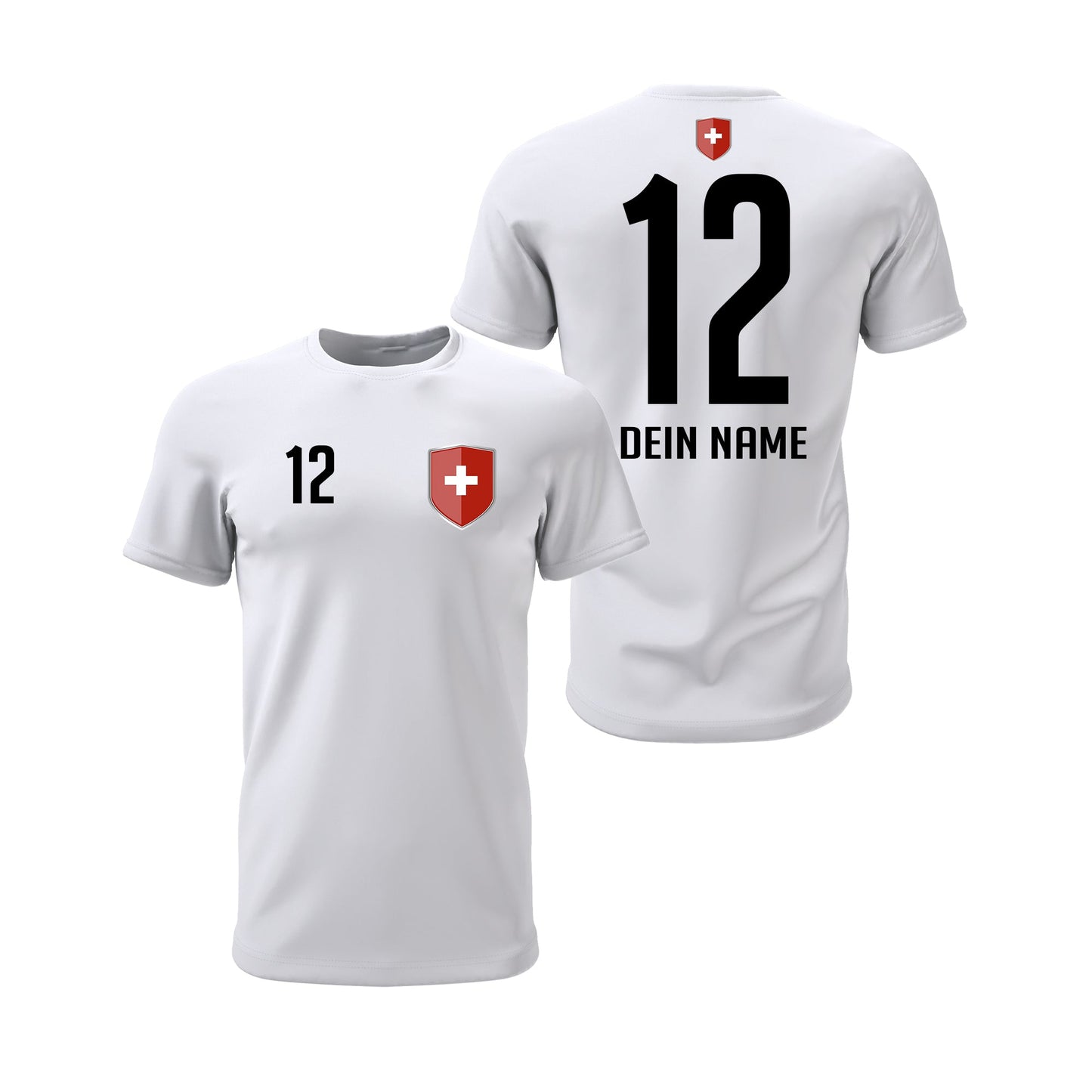 Schweiz Shirt mit Wappen und individueller Nummer & Name Weiß - FULiMA®