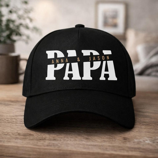 Papa Cap - Papa mit Namen der Kinder und Herzchen - Geschenkidee