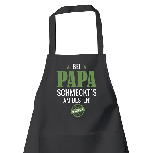 Grillschürze Papa - Bei Papa schmeckts am besten - Geschenkidee Schwarz - Fulima
