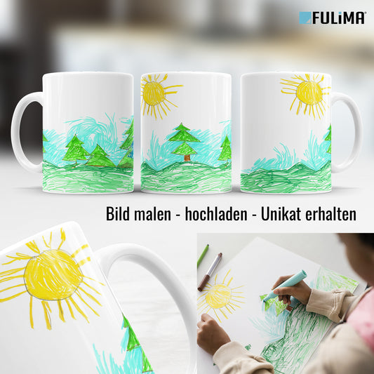 Fototasse mit selbstgemalter Kinderzeichnung als emotionales Geschenk für die Familie - Anleitung Vorschau