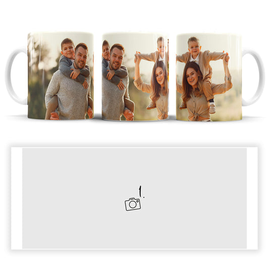 Personalisierte Panorama Fototasse mit horizontalem Foto im Rundumdruck