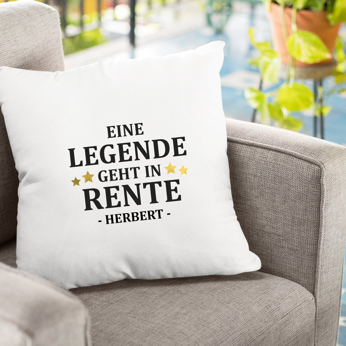Ruhestand Kissen - Eine Legende geht in Rente - Goldene Sterne mit Namen - Geschenk zur Rente - Fulima