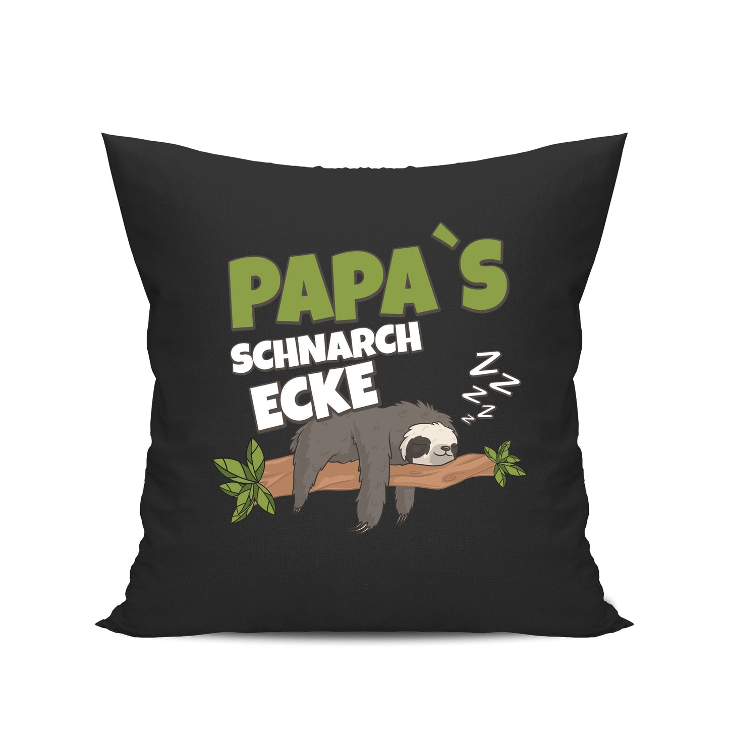 Papa Kissen - Papas Schnarch Ecke Faultier - Geschenk für Väter Schwarz - Fulima