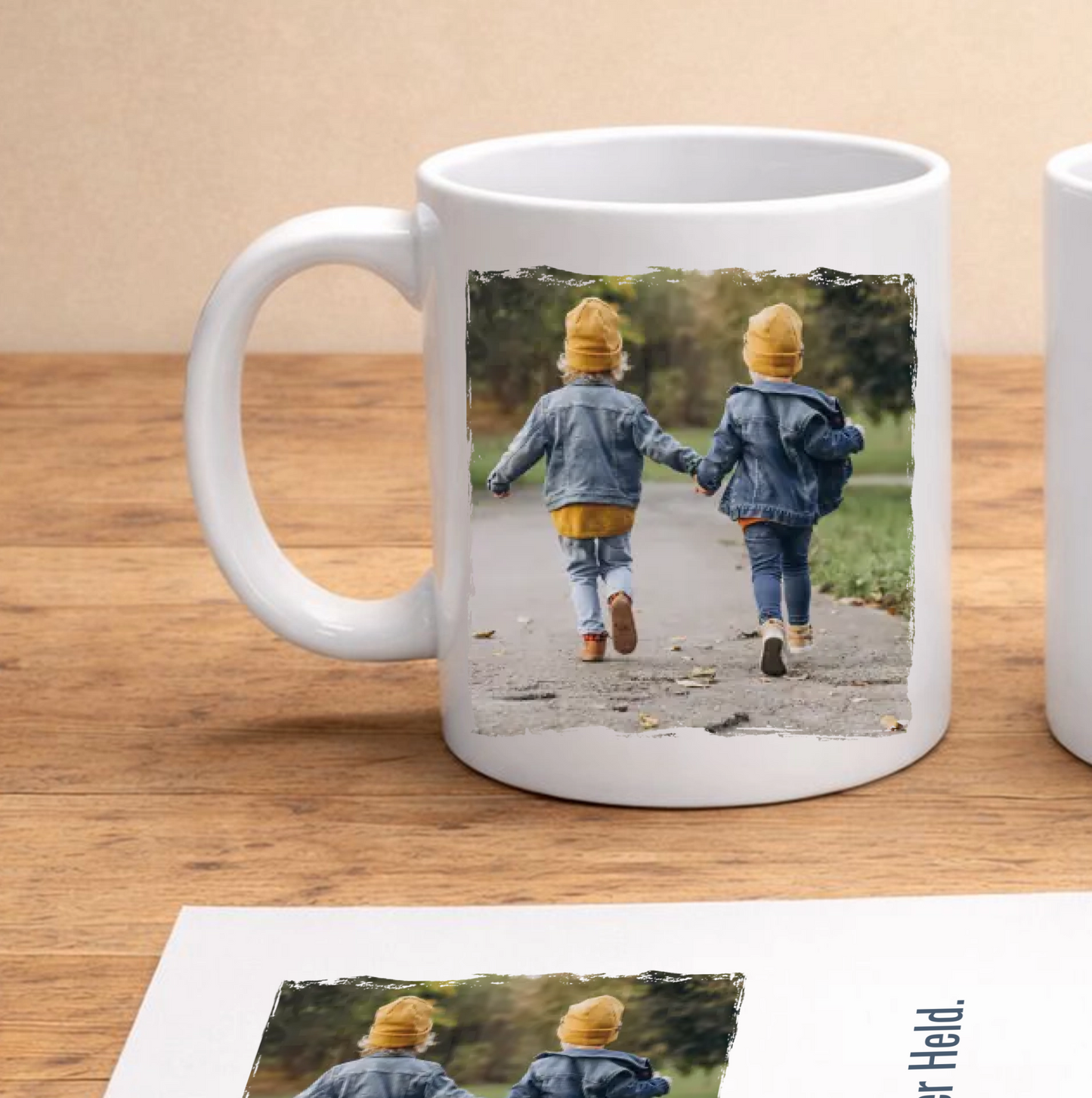 Detailansicht personalisierte Papa Tasse mit Foto Upload Bereich für eigenes Bild der Kinder