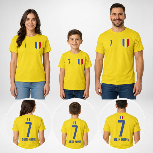 Rumänien Fan-Shirts für Kinder und Erwachsene mit Wappen, Wunschname und Nummer