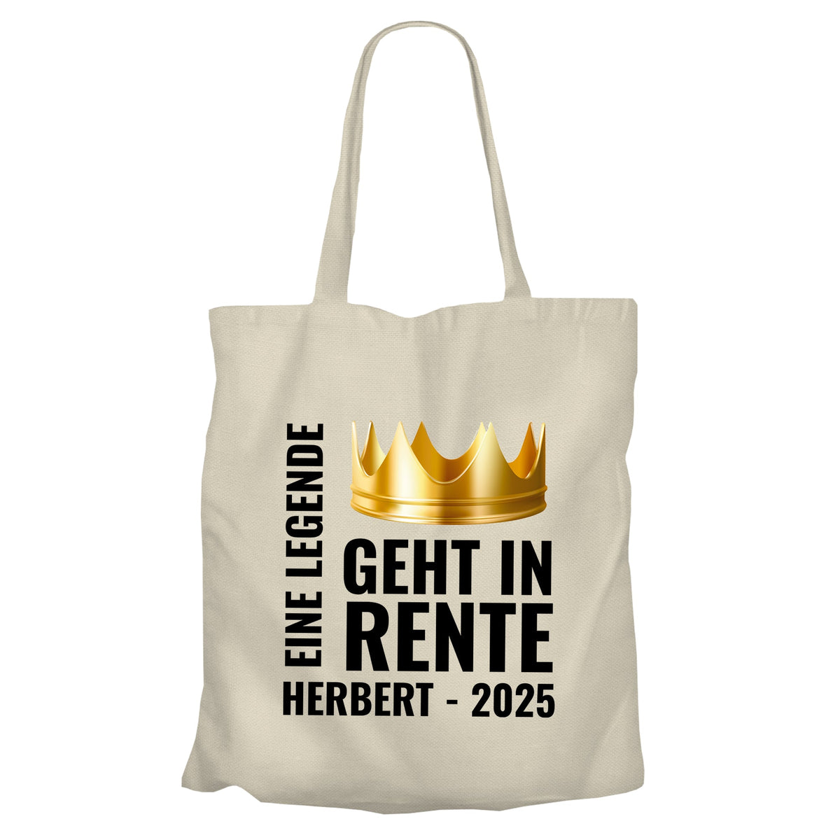 Jutebeutel Renter - Eine Legende geht in Rente - Krone mit Namen - Geschenk zur Rente Beige - Fulima