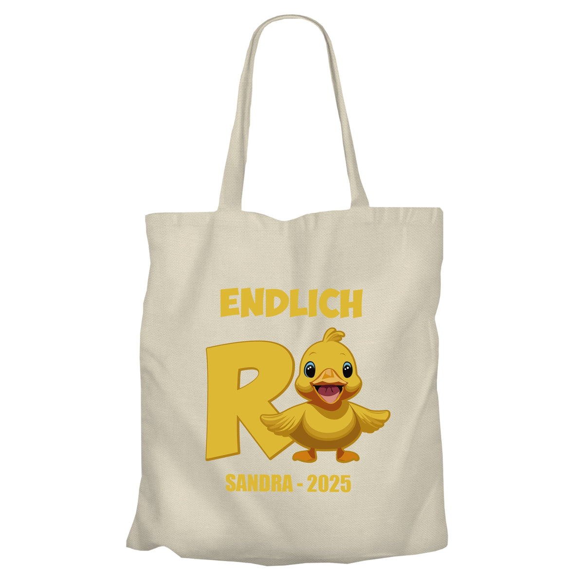 Jutebeutel Renter - Endlich Rente Ente - Süße Comic Ente - Rente Geschenk Beige - Fulima
