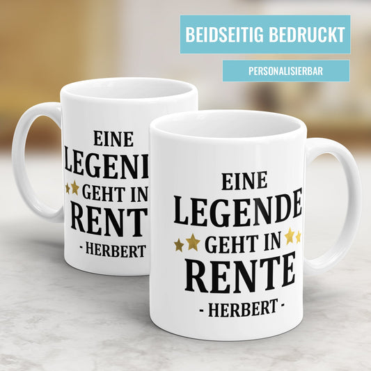 Eine Legende geht in Rente - Goldene Sterne mit Namen - Ruhestand Tasse - Fulima