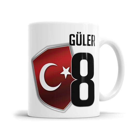 Personalisierte Türkei Wappen Tasse mit Name und Nummer
