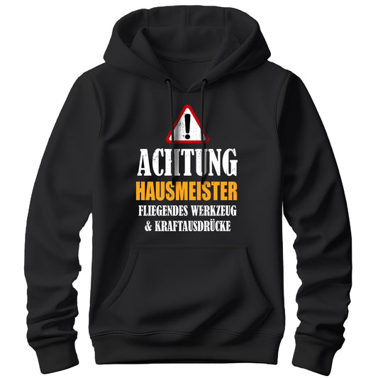 Achtung Hausmeister - Kraftausdrücke - Hoodie Schwarz - FULiMA®