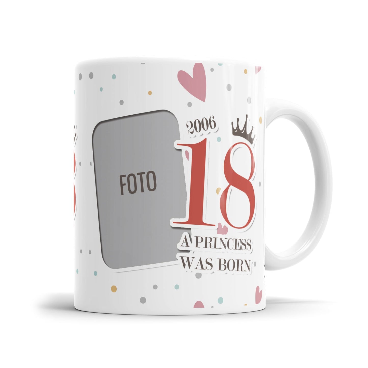 A Princess was born 18 Jahre personalisiert mit Foto - Geburtstag Tasse - Fulima