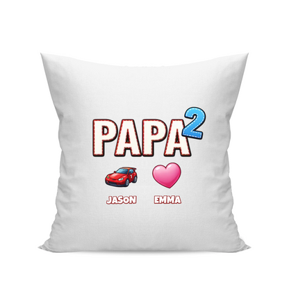 Papa Kissen personalisiert  - Papa hoch 2 bis 5 mit Namen der Kinder