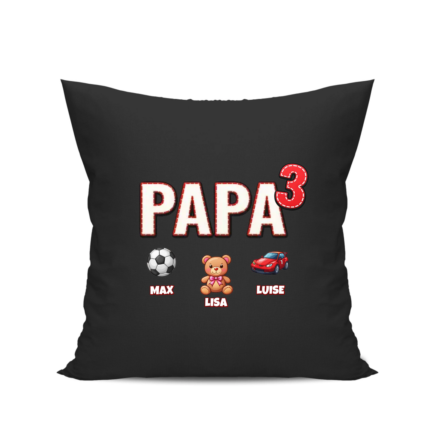 Papa Kissen personalisiert  - Papa hoch 2 bis 5 mit Namen der Kinder