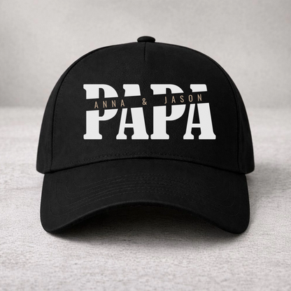 Papa Cap - Papa mit Namen der Kinder und Herzchen - Geschenkidee
