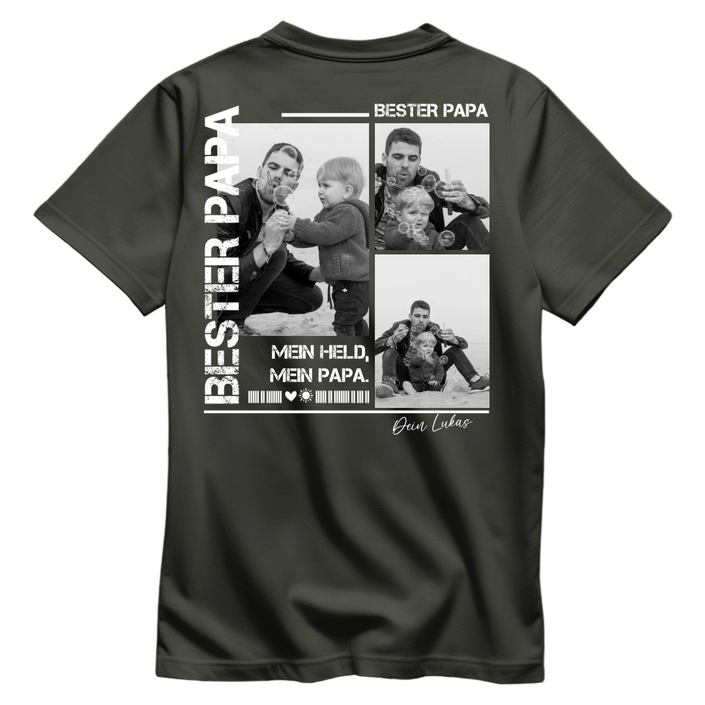 Papa Shirt personalisiert mit Foto Rückenprint - Bester Papa
