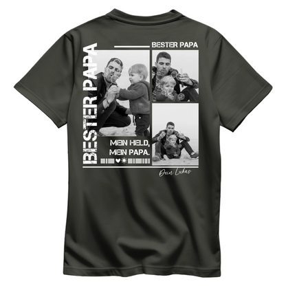 Papa Shirt personalisiert mit Foto Rückenprint - Bester Papa