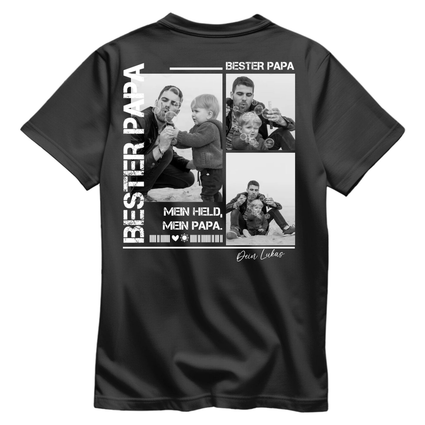 Papa Shirt personalisiert mit Foto Rückenprint - Bester Papa