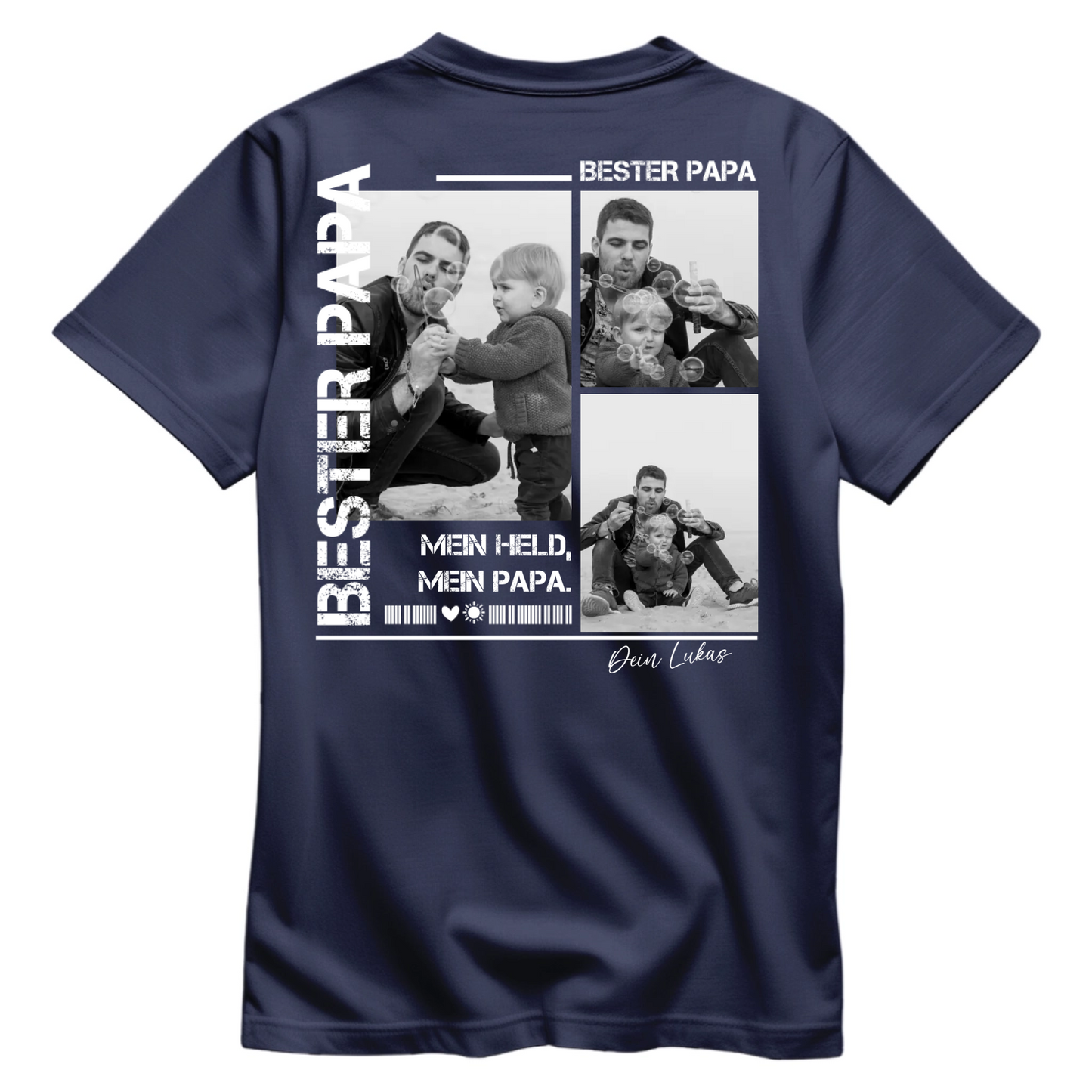 Papa Shirt personalisiert mit Foto Rückenprint - Bester Papa