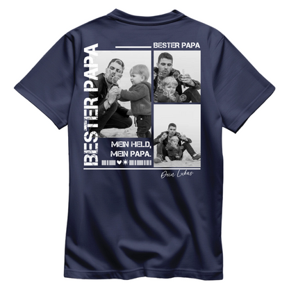 Papa Shirt personalisiert mit Foto Rückenprint - Bester Papa