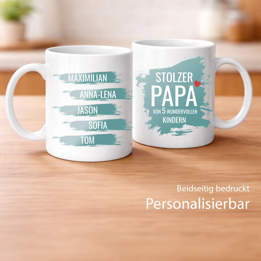 Personalisierte Papa Tasse mit bis zu 10 Kindernamen