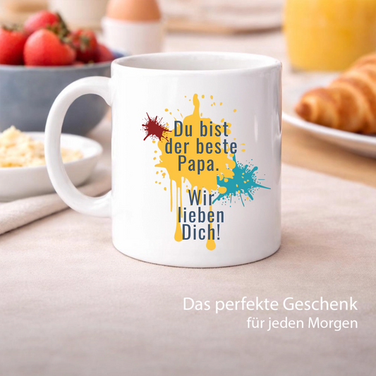 Bester Papa Kinder Handabdrücke mit Namen - Personalisierte Papa Tasse