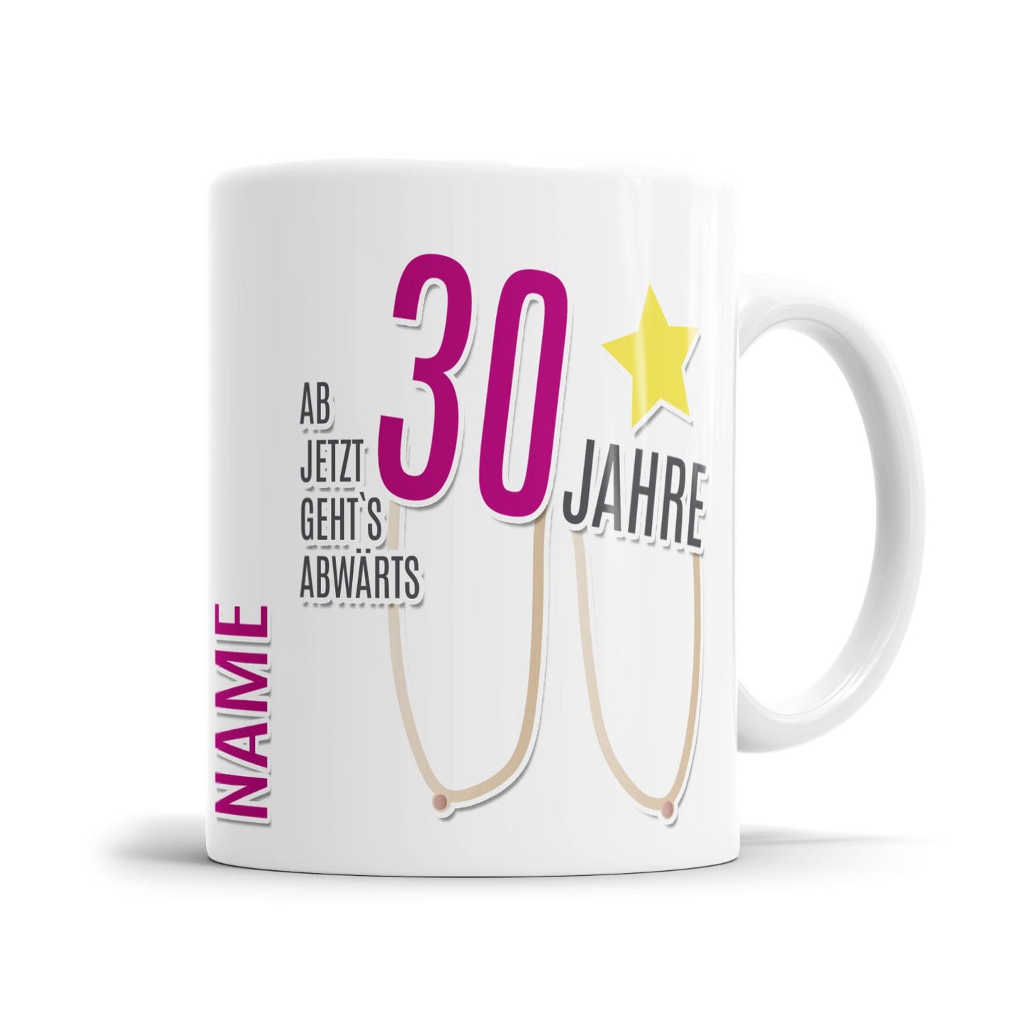 Tasse 30 Geburtstag ab jetzt gehts abwärts personalisiert mit Namen - Fulima