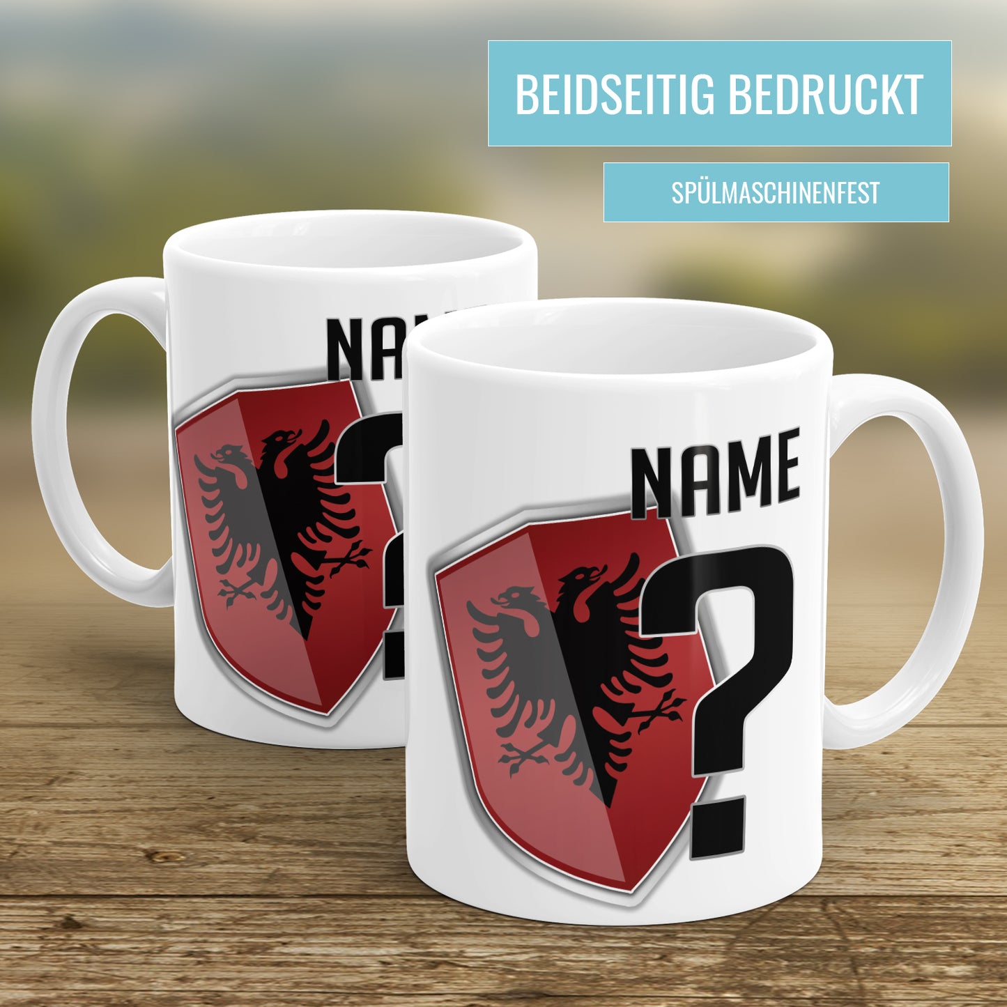 Albanien Fan Tasse - Personalisiert mit Namen und Nummer