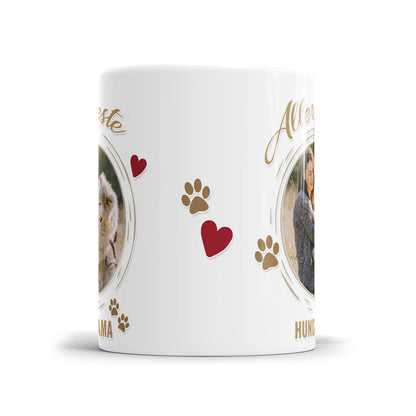 Bedruckte Personalisierte Tasse für die beste Hundemama – Foto und Namen - Vorderansicht - Fulima