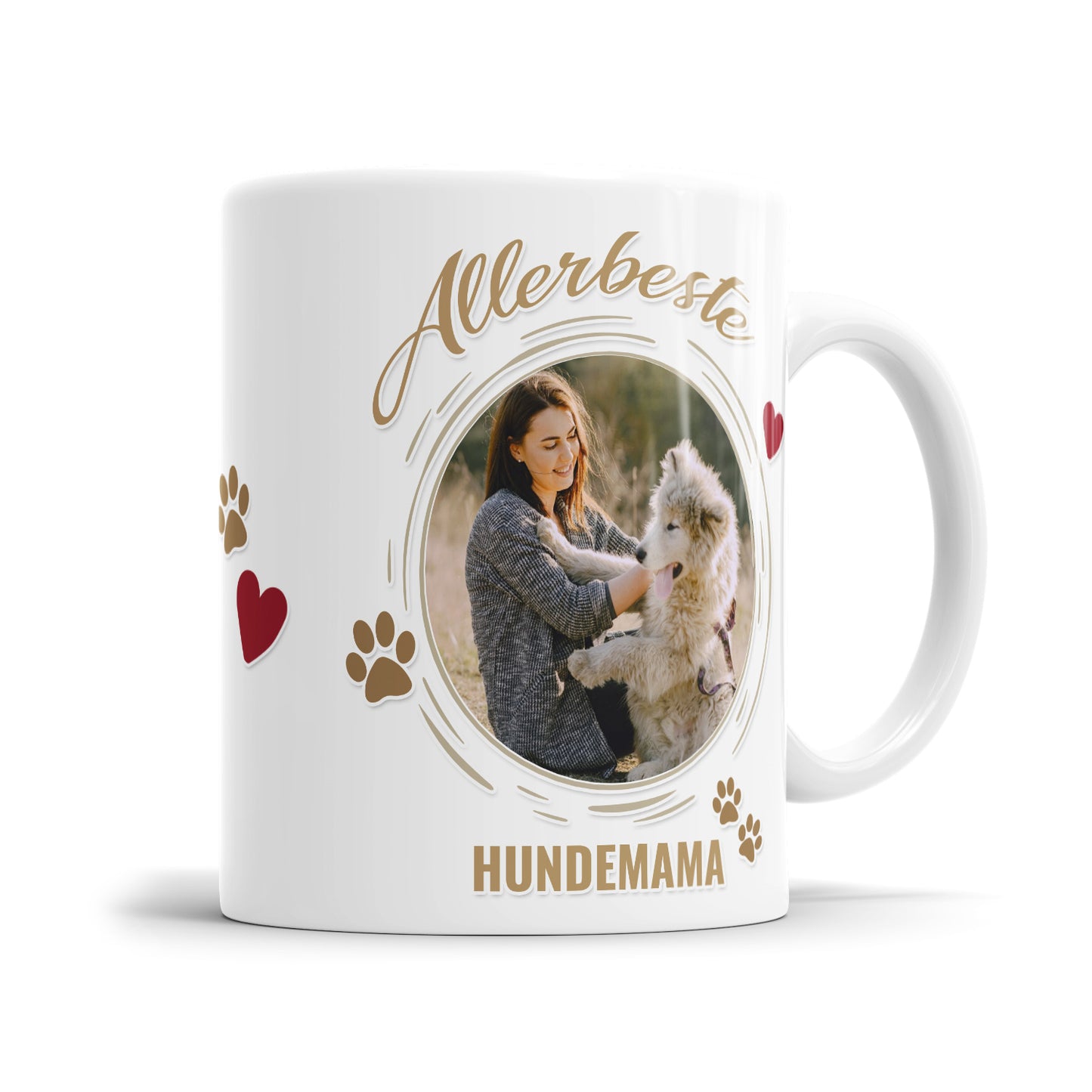 Bedruckte Personalisierte Tasse für die beste Hundemama – Foto und Namen - Detailansicht - Fulima