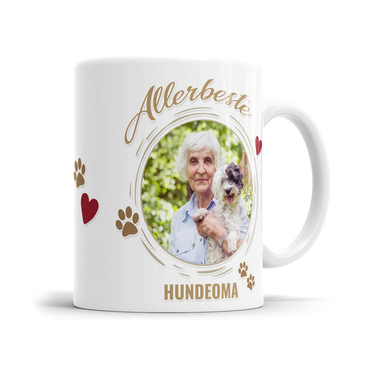Personalisierte Tasse "Allerbeste Hundeoma" mit Foto