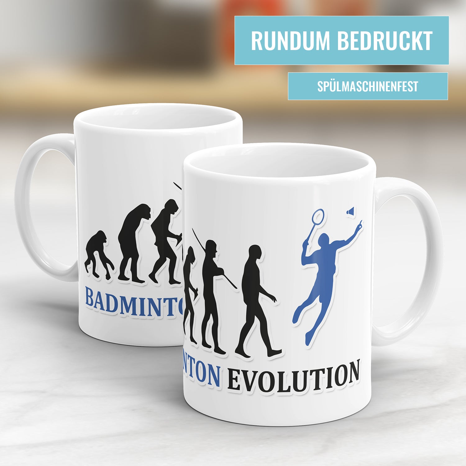 Badminton Evolution Tasse - Geschenkidee für Badmintonspieler Fulima