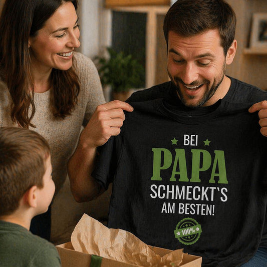 Papa Shirt Lustig - Bei Papa schmeckts am besten - Papa bekommt Shirt geschenkt - FULiMA®