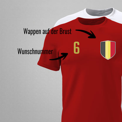 Belgien Shirt mit Wappen und individueller Nummer & Name