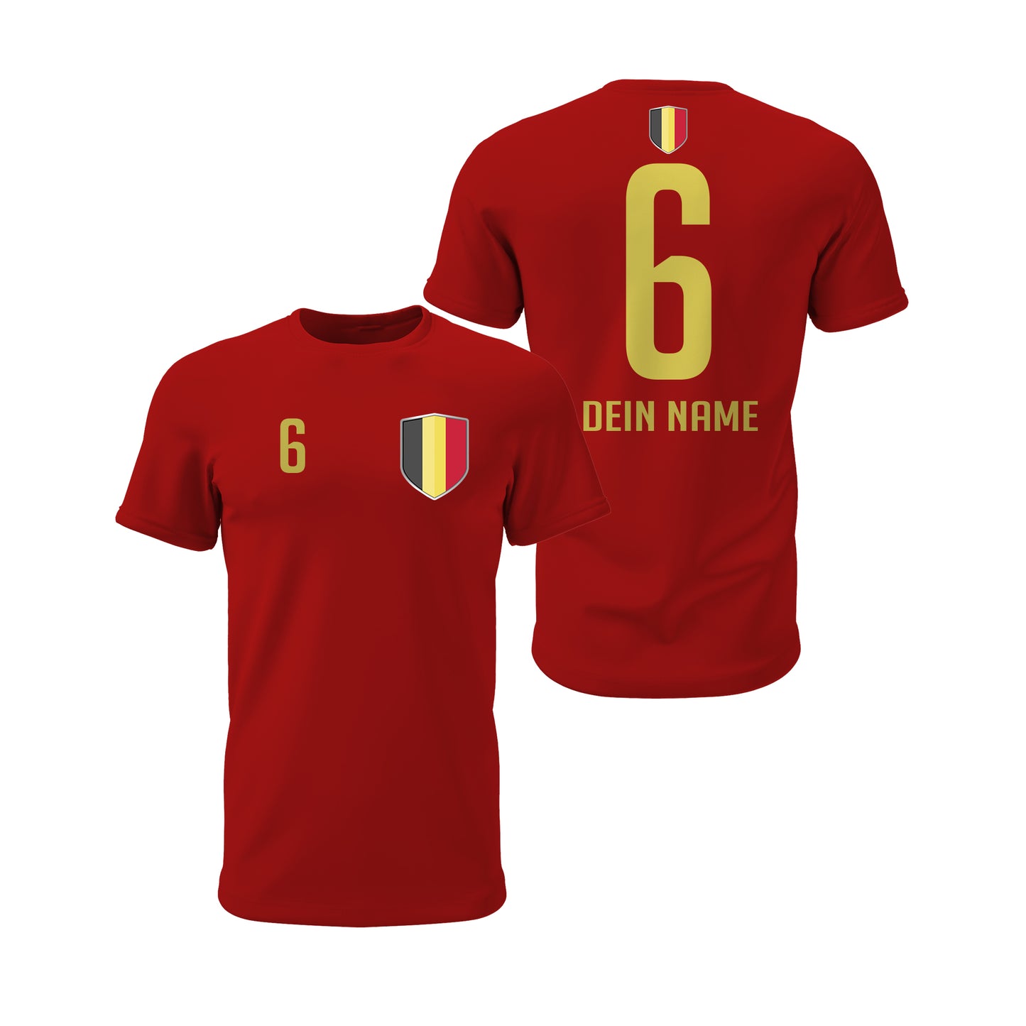 Belgien Shirt mit Wappen und individueller Nummer & Name