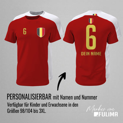 Belgien Shirt mit Wappen und individueller Nummer & Name