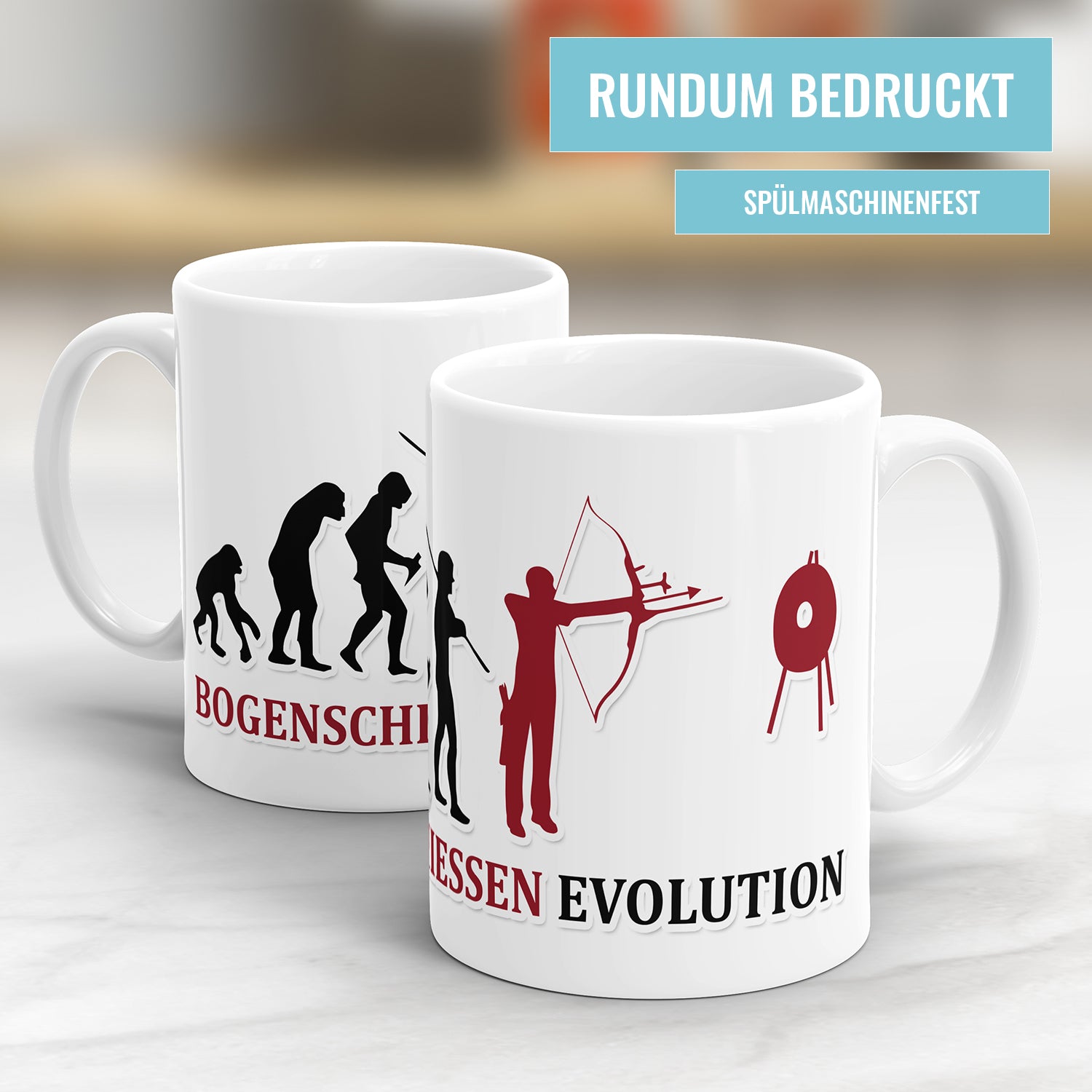 Bogenschiessen Evolution Tasse - Geschenkidee für Bogenschiesser Fulima