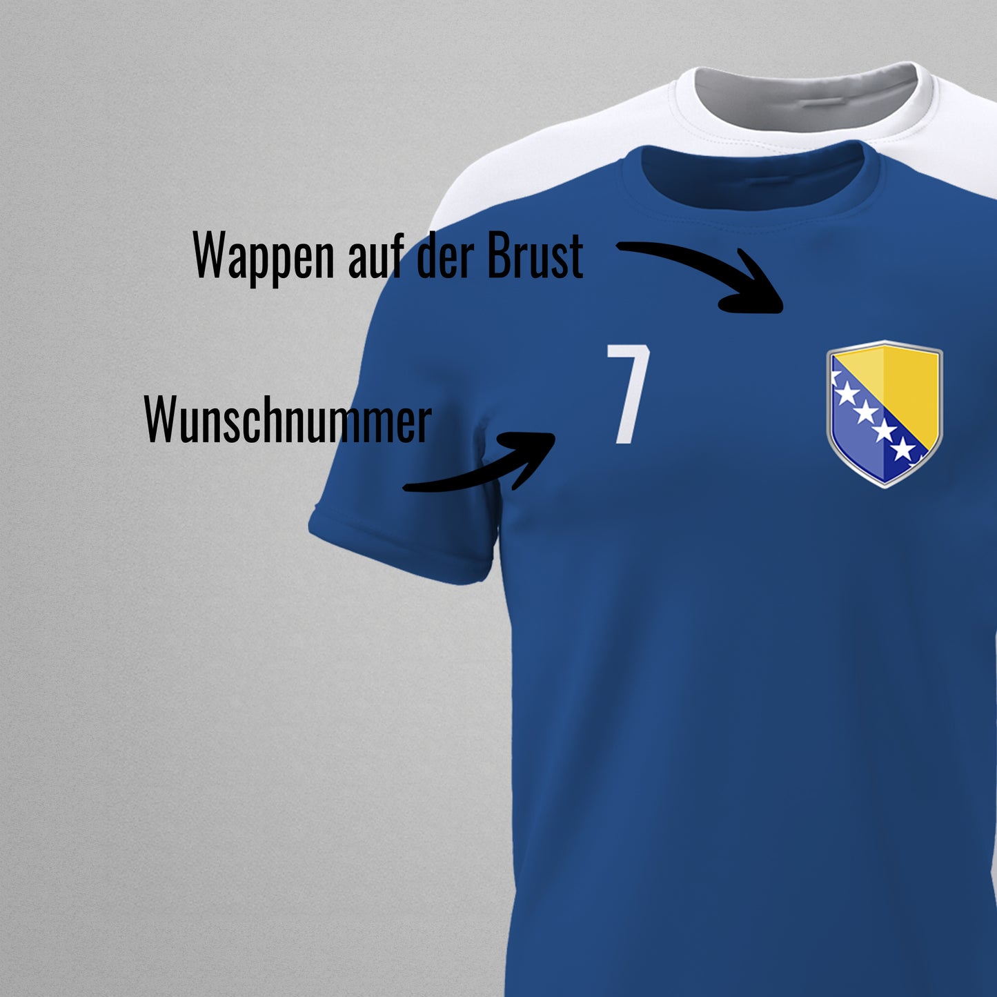 Bosnien-Herzegowina Shirt mit Wappen und individueller Nummer & Name