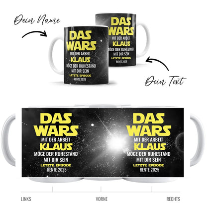 Das Wars - Möge der Ruhestand mit Dir Sein - Personalisiert mit Name - Rentner Tasse Standard - Fulima