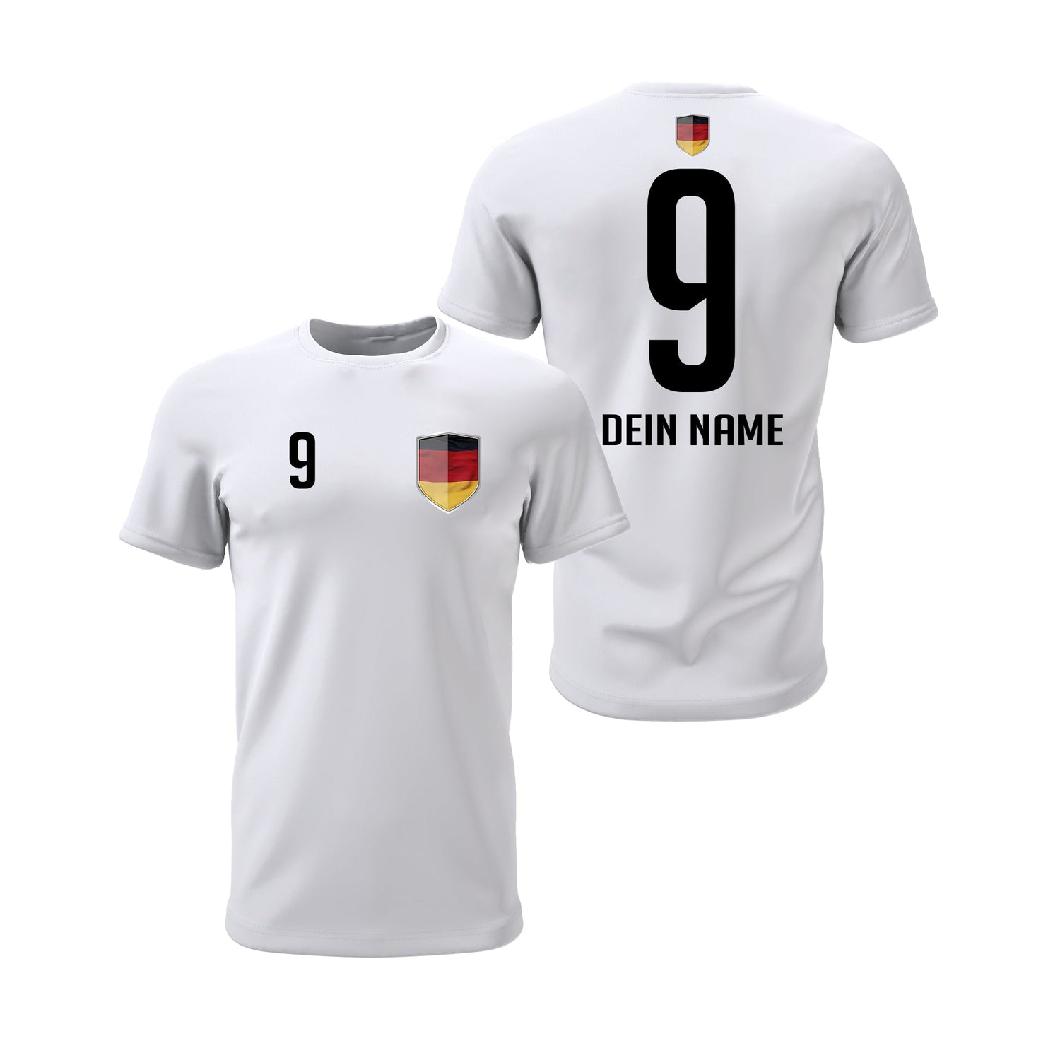 Deutschland Shirt mit Wappen und individueller Nummer & Name Weiß - FULiMA®