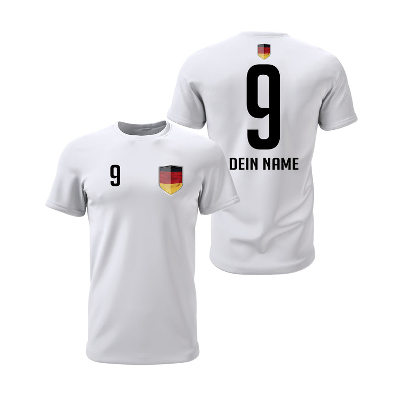 Deutschland Shirt mit Wappen und individueller Nummer & Name Weiß - FULiMA®