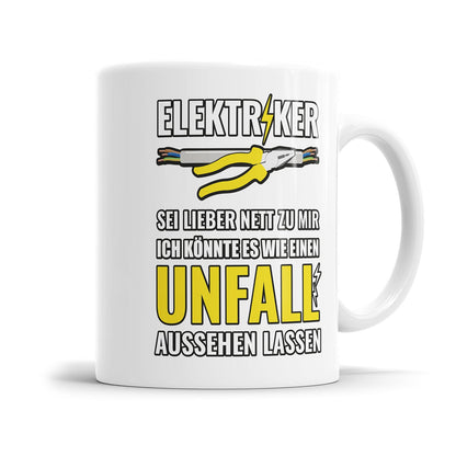 Lustige Elektriker Tasse mit Spruch – Sei lieber nett zu mir - Fulima