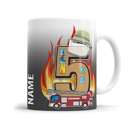 Feuerwehr Tasse zum 5. Geburtstag – Mit Namen des Geburtstagskindes - Fulima